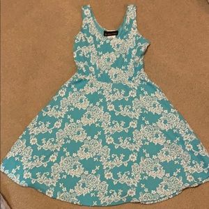 Turquoise and white floral dress